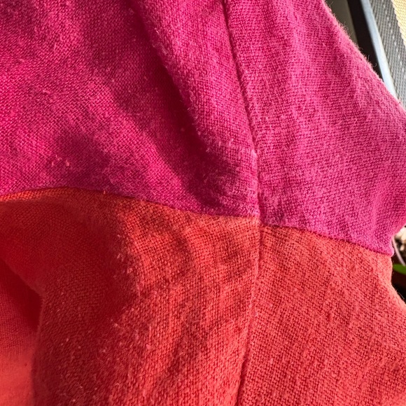 NEETLE STUDIO MID EASY PANT IN HOT PINK/PAPAYA LINEN - Picture 7 of 7